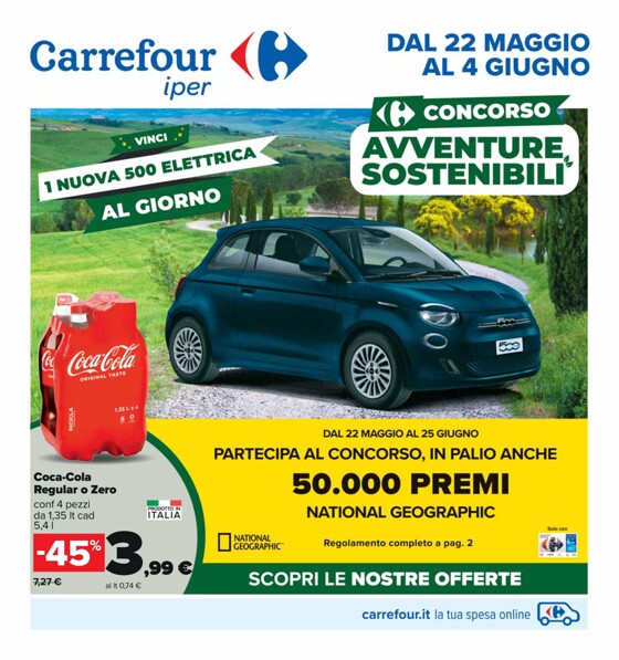 Volantino Carrefour Ipermercati | Concorso Avventure Sostenibili | 22/5/2023 - 4/6/2023