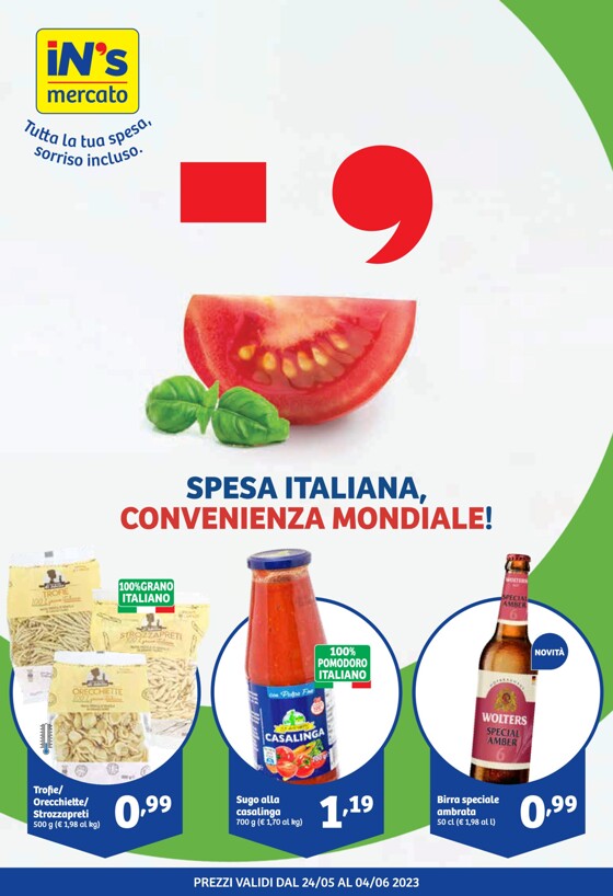 Volantino IN'S a Bologna | Spesa italiana,convenienza mondiale! | 24/5/2023 - 4/6/2023