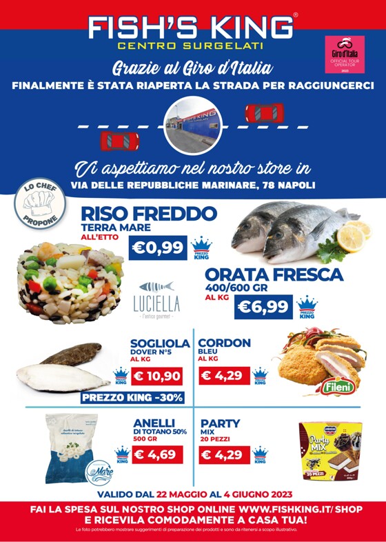 Volantino Fish's King a Saviano | Grazie al giro d'italia! | 23/5/2023 - 4/6/2023