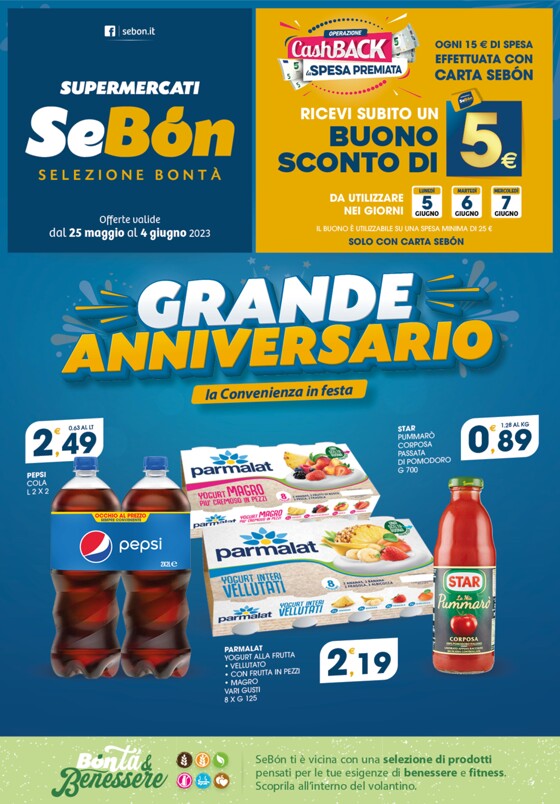 Volantino SeBón | Grande anniversario | 25/5/2023 - 4/6/2023