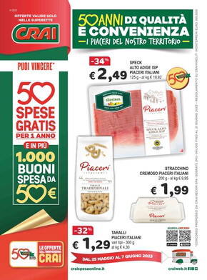 Volantino Crai | 50 anni di qualita' e convenienza | 25/5/2023 - 7/6/2023