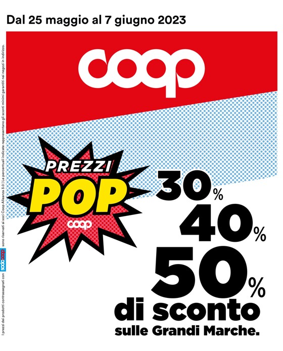 Volantino Coop a Bologna | 30% 40% 50% di sconto sulle Grandi Marche | 25/5/2023 - 7/6/2023