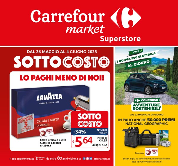Volantino Carrefour Market Superstore | Sotto costo | 26/5/2023 - 4/6/2023