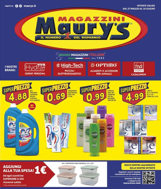 Volantino Maury's a Roma | Super prezzo | 27/5/2023 - 10/6/2023