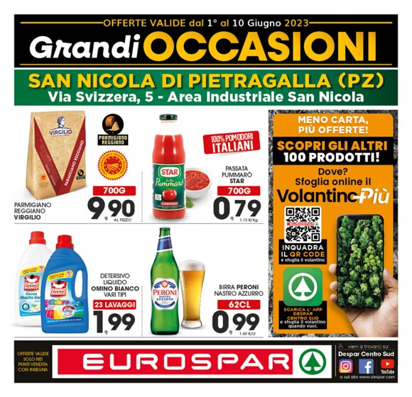 Volantino Eurospar a Molfetta | Grandi occasioni | 1/6/2023 - 10/6/2023