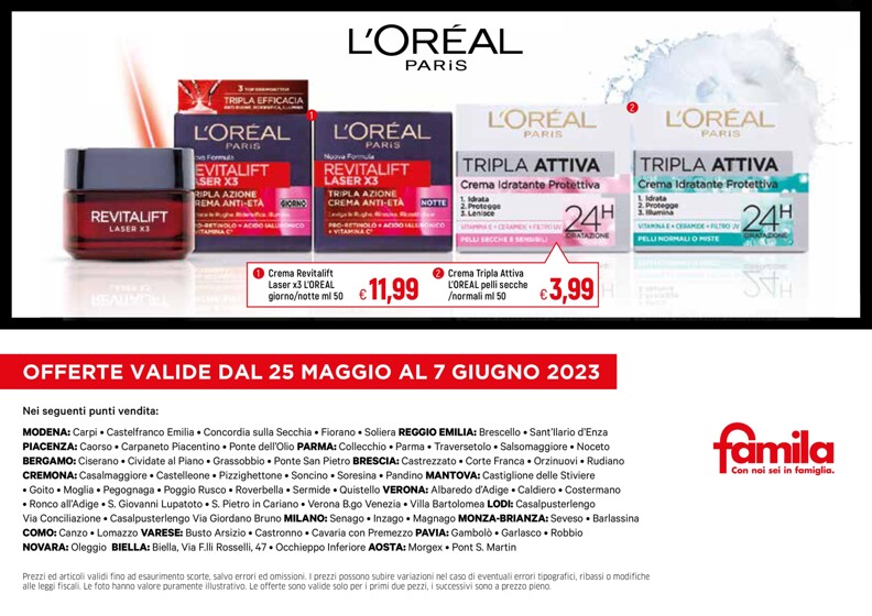 Volantino Famila a Verona | Promo L'OREAL | 1/6/2023 - 7/6/2023
