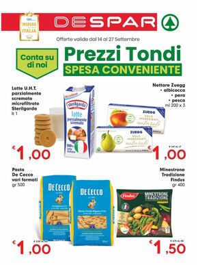 Volantino Despar | Prezzi Tondi | 14/9/2023 - 27/9/2023
