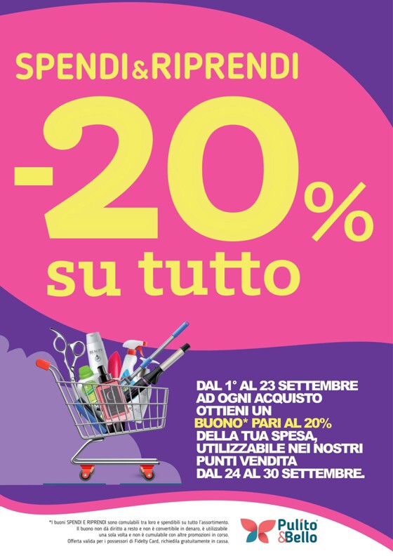 Volantino Pulito&Bello | -20% su tutto | 14/9/2023 - 30/9/2023
