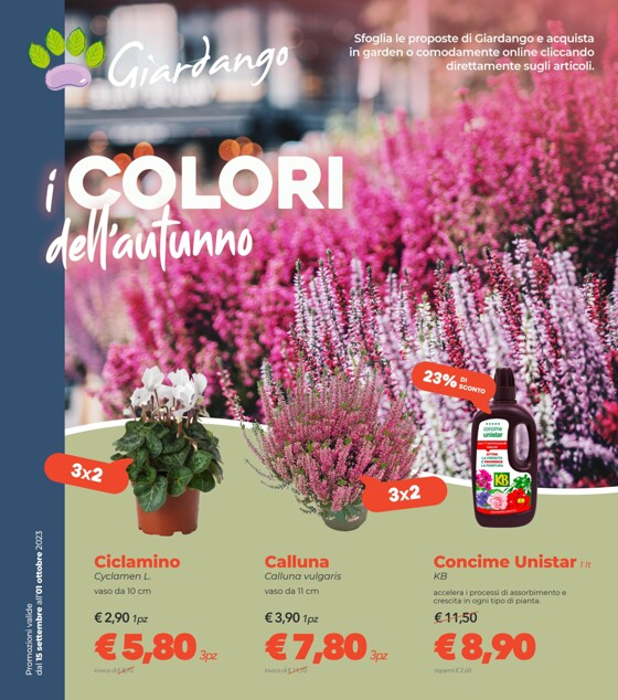 Volantino Giardango | I colori dell'autunno | 15/9/2023 - 1/10/2023