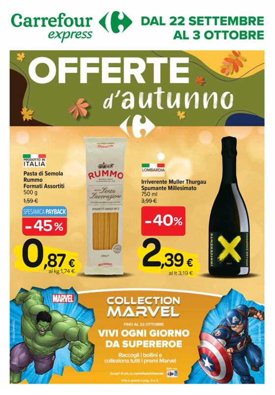 Volantino Carrefour Express a Settimo Torinese | Offerte d'autunno | 22/9/2023 - 3/10/2023