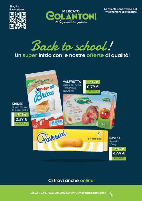 Volantino Mercato Colantoni | Back to school! Un super inizo con le nostre offerte di qualita! | 19/9/2023 - 2/10/2023