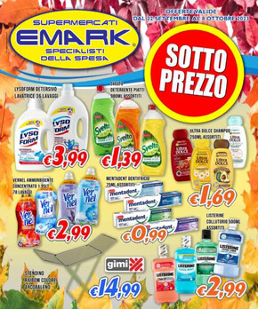 Offerte di Cura casa e corpo a Ostia | Sotto prezzo! in Supermercati Emark | 22/9/2023 - 8/10/2023