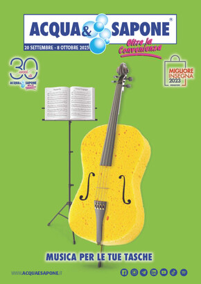 Offerte di Cura casa e corpo a Siena | Musica per le tue tasche in Acqua & Sapone | 20/9/2023 - 8/10/2023