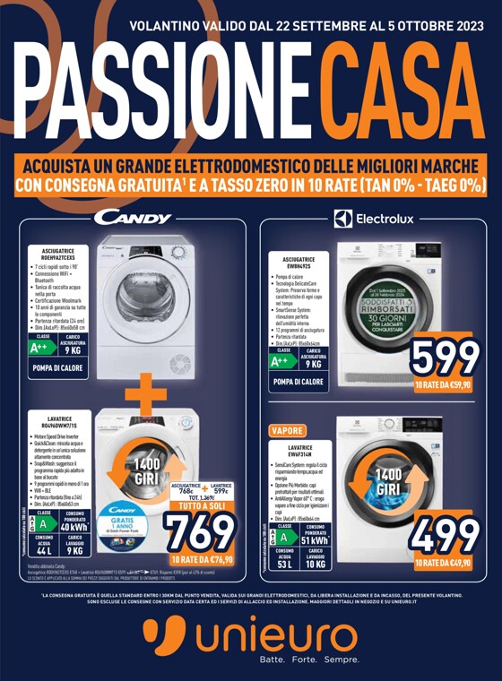 Volantino Unieuro a Parma | PASSIONE CASA | 22/9/2023 - 5/10/2023