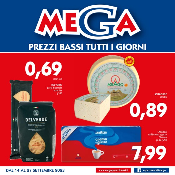 Volantino Supermercati Mega | Prezzi bassi tutti i giorni | 22/9/2023 - 27/9/2023