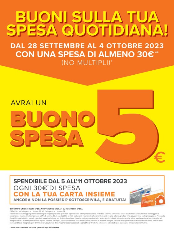 Volantino Conad City a Bologna | Grandi marche al 50% | 28/9/2023 - 11/10/2023