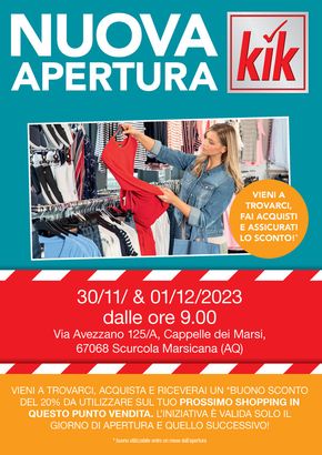 Volantino KiK a Avezzano | Nuova apertura Aquila | 28/11/2023 - 2/12/2023