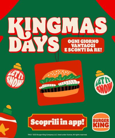 Offerte di Ristoranti a Verona | Kingmas Days in Burger King | 1/12/2023 - 24/12/2023