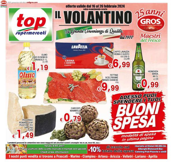 Volantino Top Supermercati | Buona spesa | 16/2/2024 - 26/2/2024