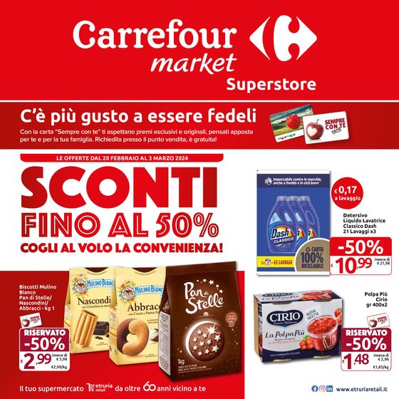 Volantino Carrefour Market Superstore | Sconti fino al 50% | 20/2/2024 - 3/3/2024