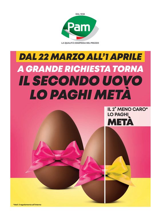 Volantino Pam a Milano | Il secondo uovo lo paghi la metà | 22/3/2024 - 1/4/2024