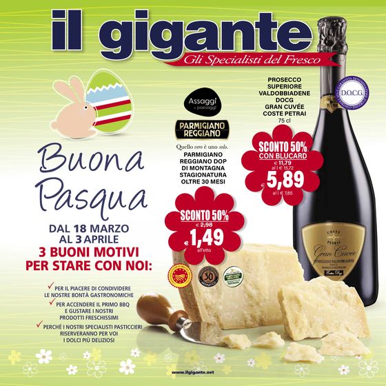 Volantino Il Gigante a Villafranca Piemonte | Buon Pasqua | 18/3/2024 - 3/4/2024