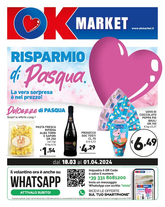 Volantino Ok Market a Cherasco | Risparmio di pasqua | 18/3/2024 - 1/4/2024