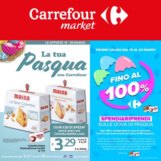 Volantino Carrefour Market a Prato | La tua Pasqua con Carrefour | 19/3/2024 - 30/3/2024