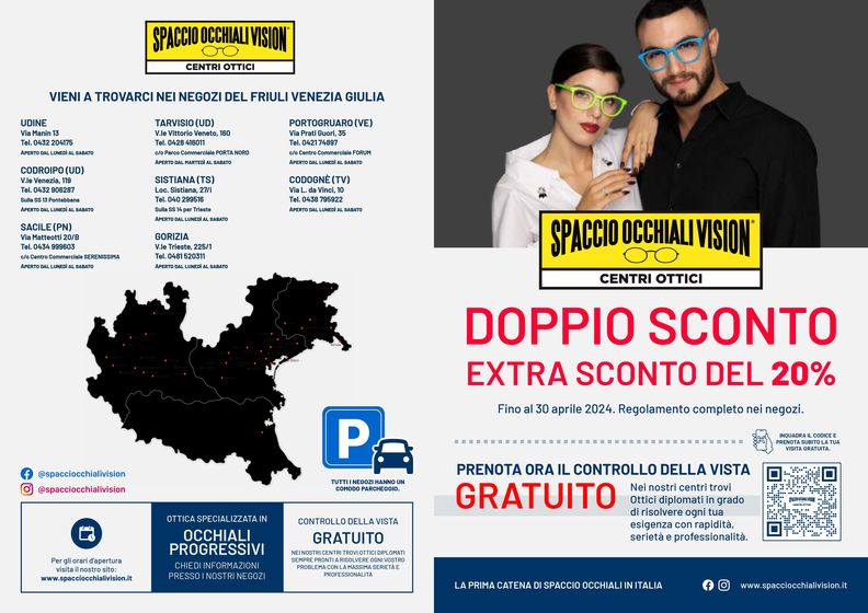 Volantino Spaccio Occhiali Vision a San Fior | Doppio sconti! | 20/3/2024 - 30/4/2024