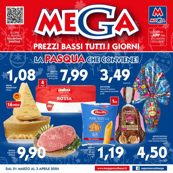 Volantino Supermercati Mega a Dueville | La pasqua che conviene! | 21/3/2024 - 3/4/2024