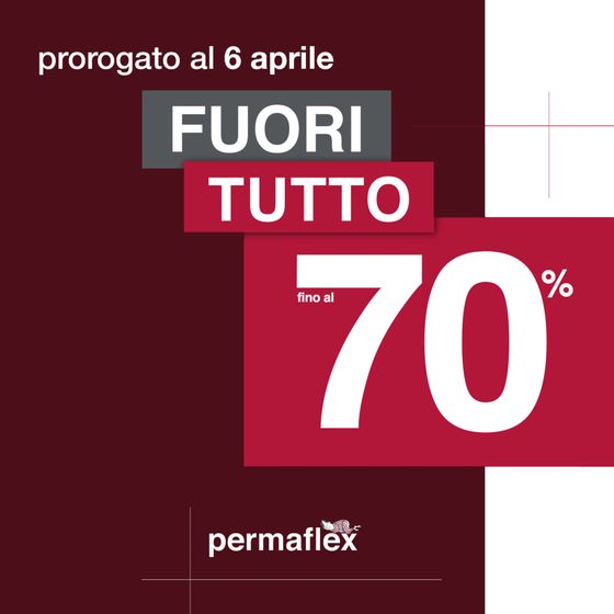 Volantino Permaflex a Palermo | Fuori tutto 70% | 22/3/2024 - 6/4/2024