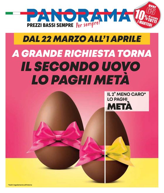 Volantino Panorama a Guidonia Montecelio | Il Secondo Uovo lo Paghi Metà! | 22/3/2024 - 1/4/2024