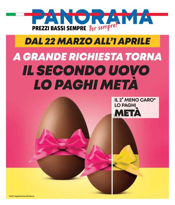 Volantino Panorama a Settimo Torinese | Il Secondo Uovo lo Paghi Metà! | 22/3/2024 - 1/4/2024