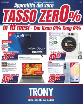 Offerte di Elettronica a Santa Marinella | Tasso zer0% in Trony | 28/3/2024 - 17/4/2024
