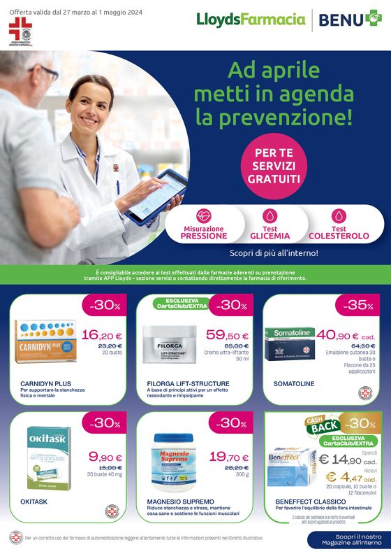 Volantino Lloyds Farmacia/BENU a Bergamo | Ad aprile metti in agenda la prevenzione! | 27/3/2024 - 1/5/2024