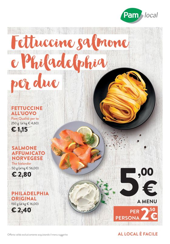 Volantino Pam Local a Milano | Fettuccine salmone e philadelphia per due | 27/3/2024 - 9/4/2024