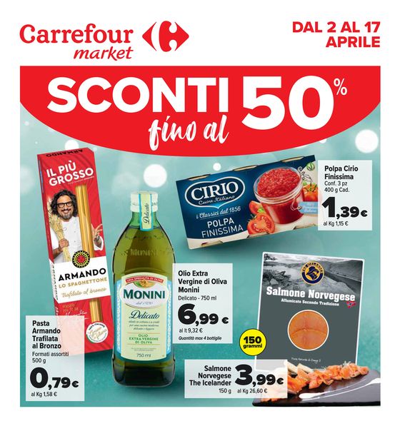 Volantino Carrefour Market a San Felice Circeo | Sconti fino al 50% | 2/4/2024 - 17/4/2024