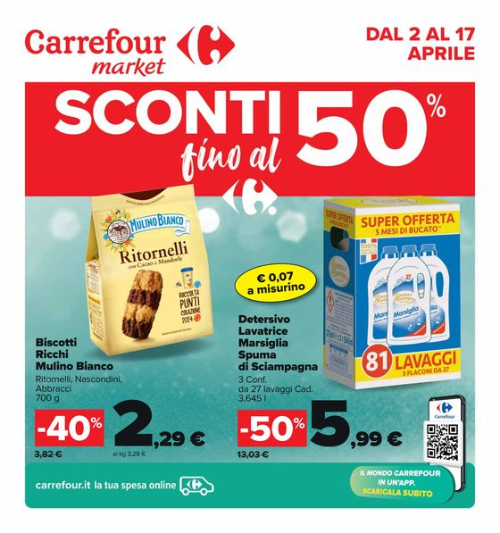 Volantino Carrefour Market a Orbassano | Sconti fino al 50% | 2/4/2024 - 17/4/2024