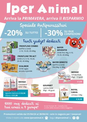 Offerte di Animali a Castelletto sopra Ticino | Speciale Antiparassitari in Iper Animal | 1/4/2024 - 30/4/2024
