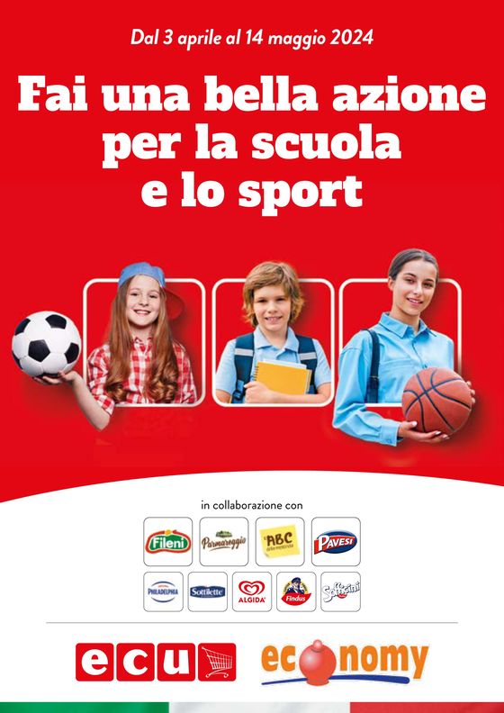 Volantino Ecu a Mezzano | Fai una bella azione per la scuola e lo sport | 3/4/2024 - 14/5/2024