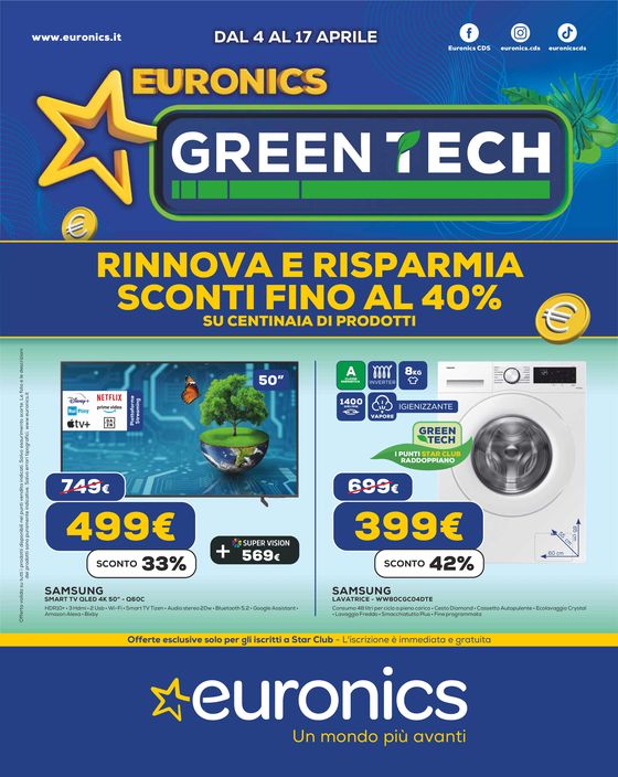 Volantino Euronics a Massa | Euronics Green Tech | 4/4/2024 - 17/4/2024