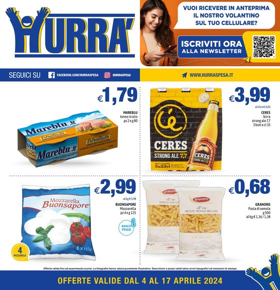 Volantino Hurrà Discount | Offerte Hurra' | 4/4/2024 - 17/4/2024