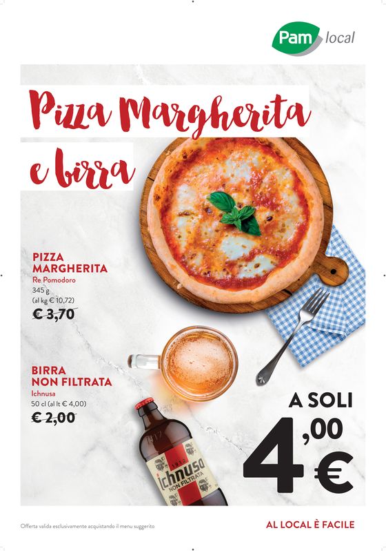 Volantino Pam Local a Firenze | Pizza margherita e birra | 5/4/2024 - 7/5/2024