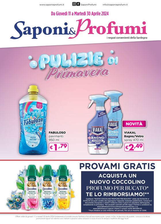 Volantino Saponi&Profumi  a Quartucciu | Pulizie di primavera | 11/4/2024 - 30/4/2024