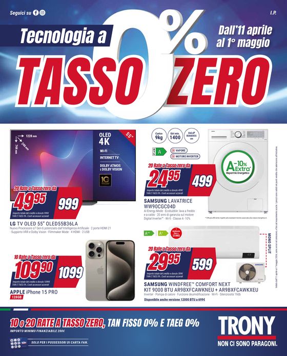 Volantino Trony a Torino | Tasso zero | 11/4/2024 - 1/5/2024