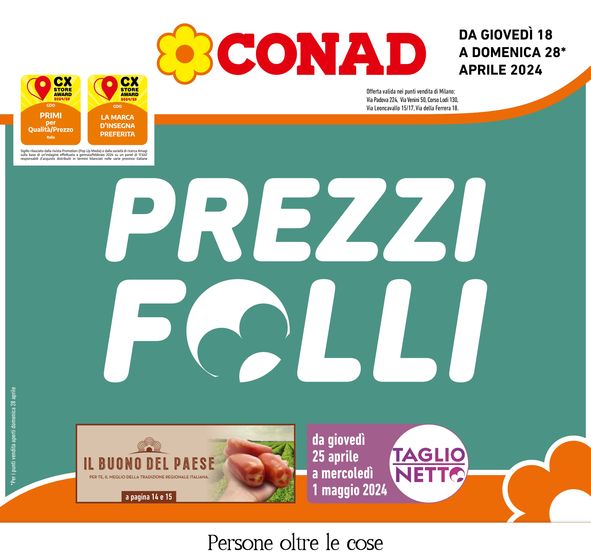 Volantino Conad a Lainate | Prezzi folli | 18/4/2024 - 28/4/2024