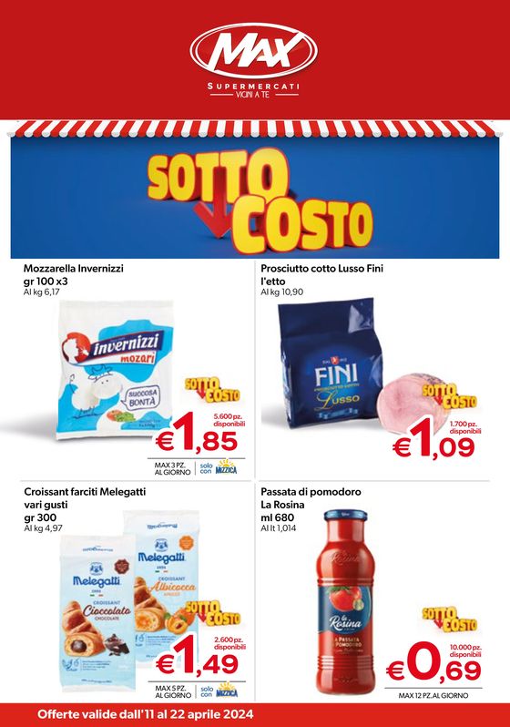 Volantino Max Supermercati a Menfi | Sotto costo | 11/4/2024 - 22/4/2024
