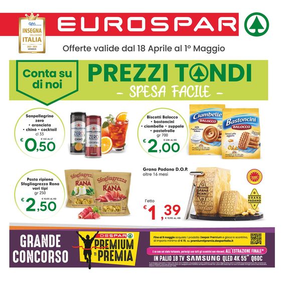 Volantino Eurospar a San Michele Mondovì | Prezzi Tondi | 18/4/2024 - 1/5/2024