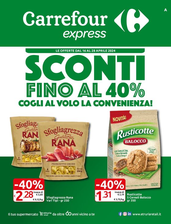 Volantino Carrefour Express a Pistoia | Sconti fino al 40 % | 16/4/2024 - 28/4/2024