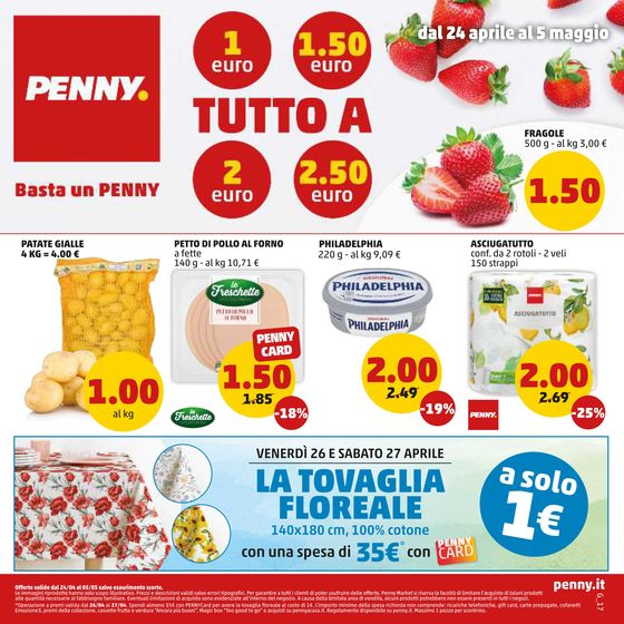 Volantino PENNY a Fasano | Tutto a 1 euro 1.5 euro 2 euro 2.5 euro | 24/4/2024 - 5/5/2024